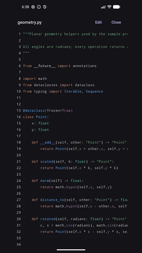 A Python file under tree-sitter syntax highlighting